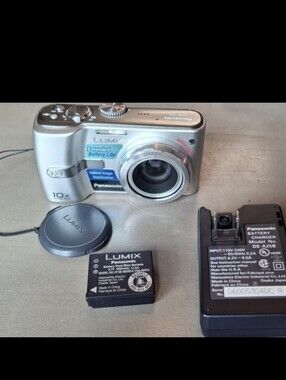 Panasonic Lumix Silver Point-and-Shoot Camera with Charger & Spare Battery